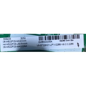 MAIN PARA SMART TV TCL / NUMERO DE PARTE H4-MS22F03-US05WAA / 40-MS22F1-MAB2HG / 08-MS22F03-MA200AA / 08-MS22F03-MA300AA / GMB000005A / V8-ST22K01-LF1V2286-V9 / PANEL LVU550NDEL SJ9W06 / DISPLAY LSC550FN11-204 / MODELO 55S425