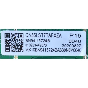 MAIN PARA SAMSUNG / TV INTELIGENTE QLED 4K CON HDR RESOLUCION (3840 x 2160) / NUMERO DE PARTE BN94-15724B / BN41-02794A / BN97-17191H / 010223449570 / 20200827 / PANEL CY-TR055FLAVVFH NW35 / MODELO QN55LST7TAFXZA AA01
