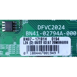 MAIN PARA SAMSUNG / TV INTELIGENTE QLED 4K CON HDR RESOLUCION (3840 x 2160) / NUMERO DE PARTE BN94-15724B / BN41-02794A / BN97-17191H / 010223449570 / 20200827 / PANEL CY-TR055FLAVVFH NW35 / MODELO QN55LST7TAFXZA AA01