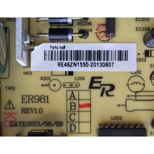 FUENTE DE PODER PARA TV RCA / NUMERO DE PARTE RE46ZN1550 / ER981 / E3-98102012-ER / MI2-130807 / WP1307062  / PANEL LK600D3HA6S-12V / MODELO LED60B55R120Q