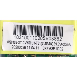 MAIN PARA TV WESTINGHOUSE RESOLUCION (1920 x 1080) NUMERO DE PARTE W20108-SY / TT307C3  V2 / TL2005026A / 20200526 / 1.30.01.TT307C3-00-03 / CV500U1-T01 / PANEL T500-TAF-DLED / DISPLAY CV500U1-T01 / MODELO WD50FB1200