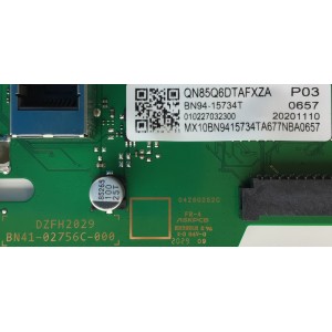 MAIN PARA SMART TV SAMSUNG QLED 4K Quantum HDR RESOLUCION (3,840 x 2,160) / NUMERO DE PARTE BN94-15734T / BN41-02756C / BN97-16938R / 010227032300 / 20201110 / PANEL CY-RT085HGAV1H NW46 / MODELO QN85Q6DTAFXZA AA01 / QN85Q6DTAF