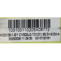 MAIN FUENTE (COMBO) PARA TV WESTINGHOUSE HD / NUMERO DE PARTE W20108-1-SY / TT307C3 / TT307C3 V2 / 1.30.01.TT307C3-00-03 / CV500U2-T01(01) / 20200526 / TL2005027A / PANEL T500-TAF-DLED / DISPLAY CV500U2-T01 REV:01 / MODELO WD50FB1200