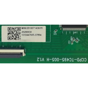 T-CON PARA TV WESTINGHOUSE / NUMERO DE PARTE CCPD-TC495-005-H / CCPD-TC495-005-H V1.2 / M06/2010071436/05 / 20200930 / 1010447665-07894 / PANEL CC580PV7D / MODELO WR58UX4019