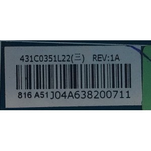 MAIN PARA TV TOSHIBA / NUMERO DE PARTE 431C0351L22 / 461C0351L22 / STV32TH / VTV-L3705 / VTV-L3705 REV:1B / PANEL LC370WXN (SA)(C1) / MODELO 37AV500U