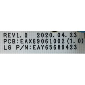 FUENTE DE PODER PARA TV LG OLED / NUMERO DE PARTE EAY65689423 / EAX69061002 / 65689423 / LGP65CX-20OP / PANEL'S LE650AQD (EP)(A2) / AC650AQL CPA1_RS / MODELOS OLED65C1PUB / OLED65C1AUB / OLED65C1PUB.DUSQLJR / OLED65C1PUB.BUSYLJR / OLED65C1AUB.DUSQLJR