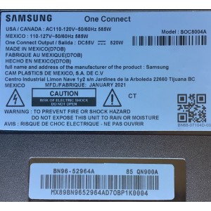 ONE CONNECT MODEL: SOC8004A / PARA TV SAMSUNG NUMERO DE PARTE BN96-52964A / BN44-01125A / BN9652964A / MODELO QN85QN900AFXZC