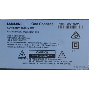 ONE CONNECT MODEL: SOC1000MA PARA TV SAMSUNG ((NUEVO)) NUMERO DE PARTE BN96-44635A / MX89BN964435AD70BMCH0036 / SOC1000MA / MODELOS QN55Q7AMFXZA / QN55Q7FAMFXZA FA02