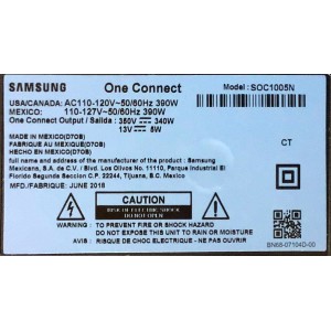 ONE CONNECT MODEL: SOC1005N PARA TV SAMSUNG ((NUEVO)) / NUMERO DE PARTE BN96-44628X / BN44-00937A / CNLBN4400937ADY82K63D0QN / MX10BN44628XA649K6B1323 / SOC1005N / SUSTITUTA BN96-46074F / MODELO QN75Q9FNAFXZA