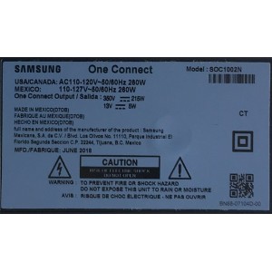 ONE CONNECT MODEL: SOC1001N PARA TV SAMSUNG / BN96-44628V / BN44-00933A / MX10BN9644628VA650K3L1968 / CNL1BN4400933ASK28K1UF039 / SOC1001N / MODELOS QN55Q7FNAFXZA / QN55Q7CNAFXZA / QN55Q7CNAFXZA AA01 / FA02 / QN65Q7FNAF / QN75Q7FNAF / GQ55Q8FNGT/GQ55Q8CNG