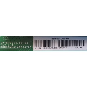 MAIN FUENTE PARA TV  SAMSUNG NUMERO DE PARTE 60103-00649 / LM41A050478C / VN32HS048U3/BE / T-KTSNAKUC / T-KTSNINTV / PANEL BOEI320WX1 / MODELO UN32M4500BF