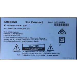 ONE CONNECT MODEL: SOC1000MA PARA TV SAMSUNG ((USADO)) NUMERO DE PARTE BN96-44674A / BN446674A /MX10BN9644674AA649K2V0003 / SOC1000MA / MODELOS QN65Q7CDMFXZA / QN65Q7CDMFXZA AA01