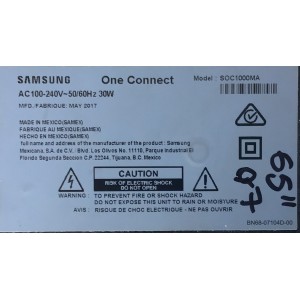 ONE CONNECT MODEL: SOC1000MA PARA TV SAMSUNG ((USADO)) NUMERO DE PARTE BN91-19237A / SOC1000MA / BN9119237A / MX10BN9619237AA664J5N0065  / Q65Q7C  MODELO QN65Q7CDMFXZA / QN65Q7CDMFXZA-AA01  