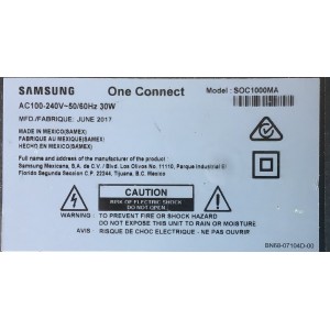 ONE CONNECT MODEL: SOC1000MA PARA TV SAMSUNG ((NUEVO)) NUMERO DE PARTE  BN96-44723A / MX10BN9644723AA656J77Z0077 / BN9644723A / SOC1000MA / MODELO QN65Q7CDMFXZA