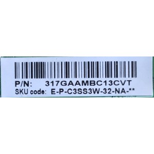 MAIN PARA TV INSIGNIA NUMERO DE PARTE 317GAAMBC13CVT / TD.T950.67 / E-P-C3SS3W-32-NA / N20093617-0A01946 / DISPLAY CV320H2-F01 / PANEL TPT320B5-H2F01.D REV:S01E / MODELO NS-32DF310NA19