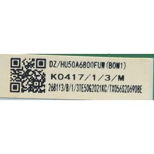 MAIN PARA TV HISENSE NUMERO DE PARTE 268113 / RSAG7.820.9615/ROH / PANEL JHD500X3U51-TA\S0\FJ\GM\ROH / DISPLAY T500QVN03.7 /  MODELO 50H8G  HU50A6800FUW