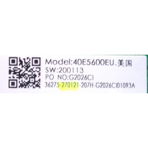 MAIN FUENTE PARA TV HISENSE NUMERO DE PARTE 270121 / TP.MS6683T.PB753 / 200113 / G2026CI / 36275-270121-207H-G2026CI01093A / DCBD7A5CC18 / A20063797-0A01203 / MODELO 40H5500F