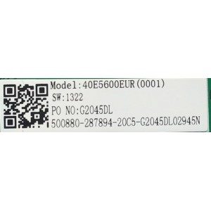 MAIN FUENTE PARA TV HISENSE NUMERO DE PARTE 287894 / RSAG7.820.9375/ROH / G2045DL / 1322 / 500880 / 20C5 / G2045DL02945N / PANEL JH396V1F01-TXL1/CKD3A/ROH / MODELO 40H4030F1