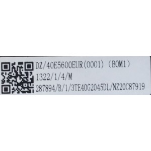 MAIN FUENTE PARA TV HISENSE NUMERO DE PARTE 287894 / RSAG7.820.9375/ROH / G2045DL / 1322 / 500880 / 20C5 / G2045DL02945N / PANEL JH396V1F01-TXL1/CKD3A/ROH / MODELO 40H4030F1