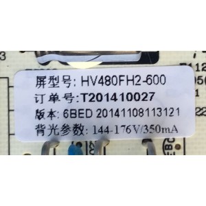 FUENTE DE PODER PARA TV VIOS / NUMERO DE PARTE AY108C-1MF08-080 / T201410027 / HV480FH2-600 / 6BED 20141108113121 / 20141108113121 / PANEL CN48HC820 / DISPLAY HV480FH2-600 / MODELO VLEDTV4814