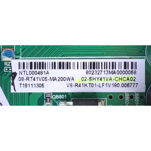 MAIN FUENTE (COMBO) PARA TV TCL / NUMERO DE PARTE 08-RT41V05-MA200WA / TPD.RT2841.PB771 / RT41V / RTK2841 / 02-SHY41VA-CHCA02 / NTL000481A / V8-R41KT01-LF1V180 / T19111305 /   MODELO32a32l / TARJETA ES CHINA Y ES UTILIZADA EN DIFERENTES MARCAS Y MODELOS