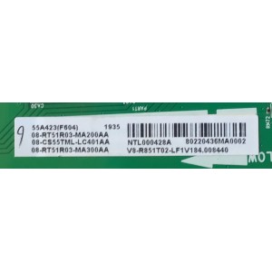 MAIN PARA TV TCL / NUMERO DE PARTE 08-CS55TML-LC401AA / 40-RT51R1-MAB2HG / RT2851 / RT51R1 / 08-RT51R03-MA200AA / 08-RT51R03-MA300AA / NTL000428A / V8-R851T02-LFV184.008440 / 80220436MA0002 / MODELO 55A423