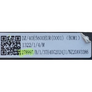 MAIN FUENTE PARA TV HISENSE / NUMERO DE PARTE 278997 / RSAG7.820.9375/ROH / 40E5600EUR / G2024J1 / G2024J101334N / 1322 / PANEL JHD396V1F02-TXL1 / MODELO 40H4030F1