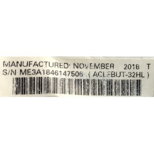 MAIN FUENTE PARA TV SANYO / NUMERO DE PARTE ACLFBUT-32HL / BACLFAG0201  1 / D100050319 / ACLFB01K / PANEL'S UCDF1XT / LC320DXJ(SL)(A2) / MODELO FW32R19F