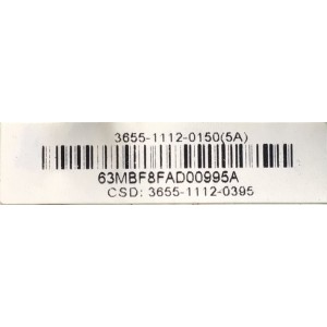 MAIN PARA SMART TV SHARP 4K UHD RESOLUCION (3840 x 2160) NUMERO DE PARTE 3655-1112-0395 / 0171-2272-5895 / 3655-1112-0150(5A) / 63MBF8FAD00995A / 1.13.3306 / 36AM-5895WE02T / PANEL LSC550FN04-C01 / MODELO LC-55UB30U