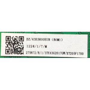MAIN FUENTE (COMBO) PARA TV HISENSE·ROKU TV FHD SMART TV / NUMERO DE PARTE 275672 / RSAG7.820.9720/ROH / 43E5600EUR / 2DE38618E / E193079 / CQC06001016171 / PANEL JHD425V1F51-T0L1\S0\GM\ROH / MODELO 43H4030F1 / 43H4030F1 43E5600EUR