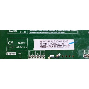 MAIN FUENTE (COMBO) PARA TV INSIGNIA / NUMERO DE PARTE 22002A0166T-15 / TP.MS3393T.PB796 / A16055844-0A04896 / HV320WHB-N81 / 3200192502 / PANEL  BOEI320WX1-01 / MODELO NS-32D310NA17