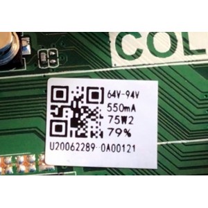 MAIN FUENTE PARA TV RCA / NUMERO DE PARTE AE0012791 / TP.MS3553.PB855 / U20062289 / U20062289-0A00121 / PANEL V400HJ6-PE1 C3 / MODELO RLDEDV4001-A-C