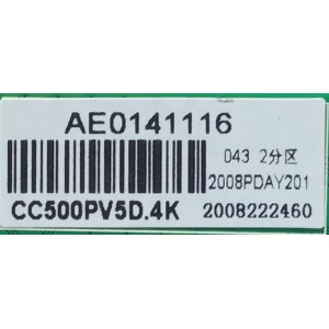 T-CON PARA TV RCA 4K ULTRA HD / NUMERO DE PARTE PD6754A5A-V1.0 / CC500PV1D / CC500PV5D.4K / AE0141116 / 2008PDAY2001 / 2008222460 / PANEL CC500PV5D / MODELO RLDED5098-B-UHD