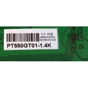 T-CON PARA TV SCEPTRE / NUMERO DE PARTE HK9255B2A / HK9255B2A-V1.0 / M81N550BDKP084 / PANEL PT550GT01-01 / MODELOS N55 / N55 KQTV83BB