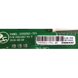 T-CON PARA TV SCEPTRE / NUMERO DE PARTE CV674A2-V4 / 1807CVAB201 / 202006030367 / PANEL CV500U1-T01_V01 / MODELO TBTV58HA
