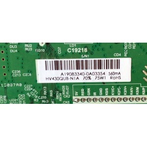 MAIN FUENTE (COMBO) PARA TV SCEPTRE / NUMERO DE PARTE A19083340 / TP.MS3683.PC821 / HV430QUB-N1A / PANEL HV430QUB-N41 / MODELO U435CV-U UOTV83BA