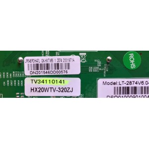 MAIN PARA TV RCA NUMERO DE PARTE TV34110141 / LT-2874V6.0 / HX20WTV-320ZJ / JR45R3HA7L / GK-HXTV65 / LT-2874V6.0 / MODELO RWOSU6547-B