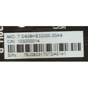 MAIN PARA TV ELEMENT NUMERO DE PARTE 103200014 / CV938H-B / 7.D938HB32000.00A9 / 76J09231707DA0141 / MODELO EL4KAMZ5517T