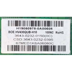 MAIN FUENTE (COMBO) PARA TV VIZIO / NUMERO DE PARTE 3643-0232-0150 / TP.MT5597.PC768 / 3643-0232-0150(0C) / 3643-0232-0395 / MODELOS V435-G0 / V435-G0 LAUFQE / V435-G0 LAUFQELV / V435-G0 LAUFQEKV