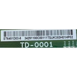 T-CON PARA TV SONY / NUMERO DE PARTE 34291100C / 34.29110.0C / TD-0001 / PANEL YDBM065DCS11 / NUMERO DE DISPLAY ST6451D03-5 / YDBM065CCS11 / MODELOS KD-65X85J / KD65X85J / XR-65X90J / XR65X90J / XR-65X90K / XR65X90K