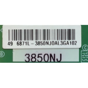 T-CON PARA TV LG NUMERO DE PARTE 6871L-3850N / 6870C-0532B / 3850NJ / PANEL NC490DUE-AAFX1 / MODELO 49LT340CX0UB.BUSYLJM