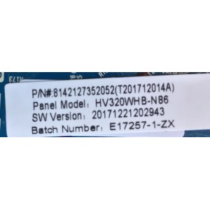 MAIN FUENTE PARA TV ELEMENT NUMERO DE PARTE 8142127352052 / CV3553CH-C32 / 8142127352052 / T201712014A / 7.A3553CHC3211.2B1 / PANEL CN320CN7260 / DISPLAY HV320WHB-N56 / MODELO ELEFW328