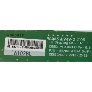 T-CON PARA TV LG NANOCELL SMART NUMERO DE PARTE 6871L-6102B / 6870C-0834A / 6102B / PANEL NC860TQF-AAKP1 / MODELO 86NANO75UPA.BUSYLKR / 86NANO75UPA / 86UP8770PUA