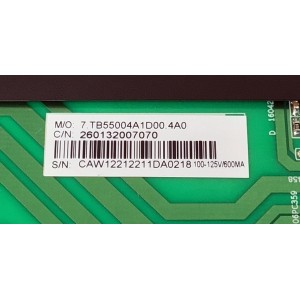 FUENTE DE PODER PARA TV WESTINGHOUSE / NUMERO DE PARTE 260132007070 / HKC-LEDTV-P55 / CVB55004A1 / 7.TB55004A1D00.A40 / CEM-1/10Z/1.6MM / 20220416 REV:1.3 / DISPLAY PT550GT05-1 VER.2.0 / MODELO WR55UX4212