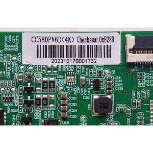 T-CON ORIGINAL PARA TV / NUMERO DE PARTE CC580PV6D / TU961KPGPS1-A V1.6. / CC580PV6D<4K> / 202310170001732 / TU961KPGPS1-A V1.6 / DISPLAY CC580PV6D VER.01 / MODELO 58'' PULGADAS