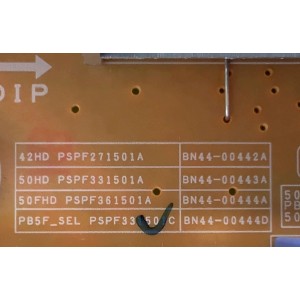 FUENTE DE PODER PARA TV SAMSUNG / NUMERO DE PARTE BN4400444D / PB5F_SEL / PSPF331501C / BN44-00444D / PANEL S50FH-YD09 / S50FH-YB10 / MODELOS PN51D530 / PN51D530A3FXZA N302 / NS-51P680A12