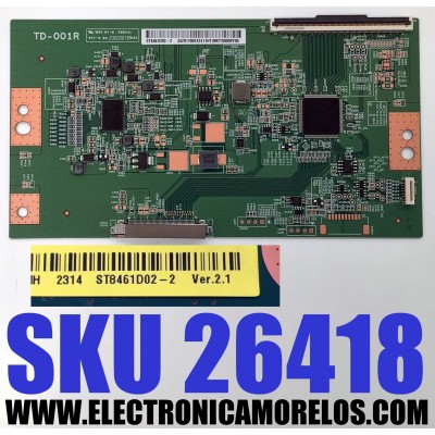 T-CON PARA TV SONY BRAVIA / NUMERO DE PARTE 34291100E42 / ST8461D02-2 / TD-001R / 34291100E42411H / 34.29110.E42 / E88441 / PANEL YSDM085CCS11 / DISPLAY ST8461D02-2 VER.2.1 / MODELOS KD-85X77CL / KD85X77CL / KD-85X77L / KD85X77L