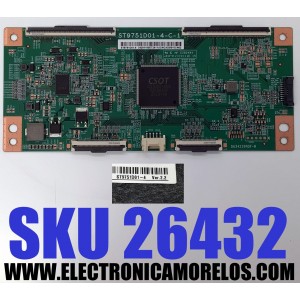 T-CON PARA TV TCL / NUMERO DE PARTE 34291100ET / ST9751D01-4-C-1 / ST9751D01-6 / 34.29110.0ET / D634239A0F-A / D634239AOF-A / 34291100ET2411U / PANEL LVU980NDJL CD9W18 V1 / DISPLAY ST9751D01-4 VER.2.2 / MODELOS 98S550G / 98R754