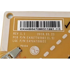 FUENTE DE PODER PARA TV LG NANOCELL / NUMERO DE PARTE EAY64708631 / EAX67702901(1.5) / 64708631 / LGP65H-18SP / EAX67702901(1.5) / PANEL HC650DQB-SLUAB-2143 / DISPLAY LC650EQ6 (SL)(A1) / MODELO 65SM9500PUA / 65SM9500PUA.BUSYLJR