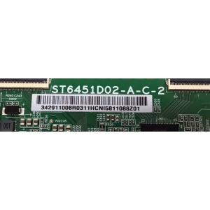 T-CON PARA TV PIONEER / NUMERO DE PARTE 342911008R03 / 342911008R0311 / ST6451D02-A-C-2 / C054169B0F-A-25 / 34.29110.08R / DISPLAY ST6451D02-F / MODELO PLE-65S08UHD